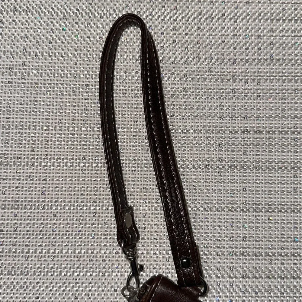 DANILOS Chestnut Brown Genuine Leather Wristlet Pouch Wallet